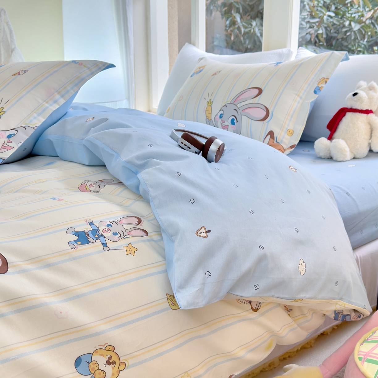 91家纺网 家纺一手货源 找家纺 洺兰家居 2026新款全棉纯棉13070小清新印花四件套 森林派对