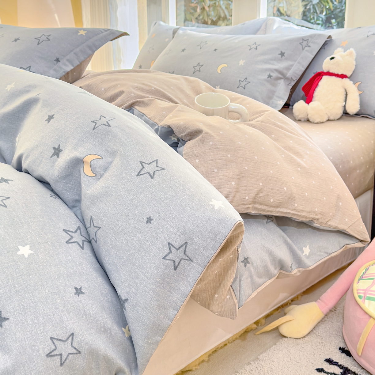 91家纺网 家纺一手货源 找家纺 （总）洺兰家居 2026新款全棉纯棉13070小清新印花四件套