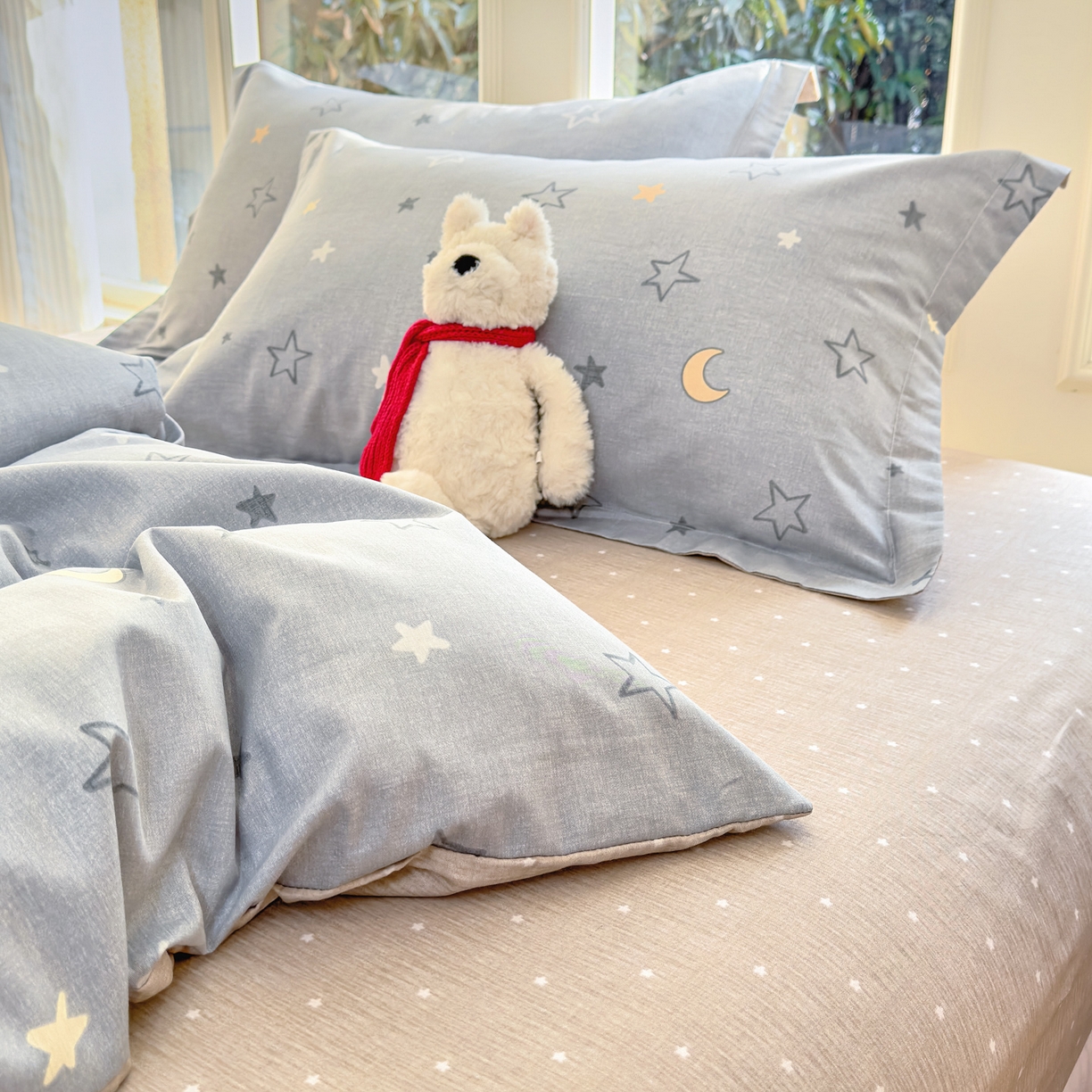 91家纺网 家纺一手货源 找家纺 洺兰家居 2026新款全棉纯棉13070小清新印花四件套 星空奇遇