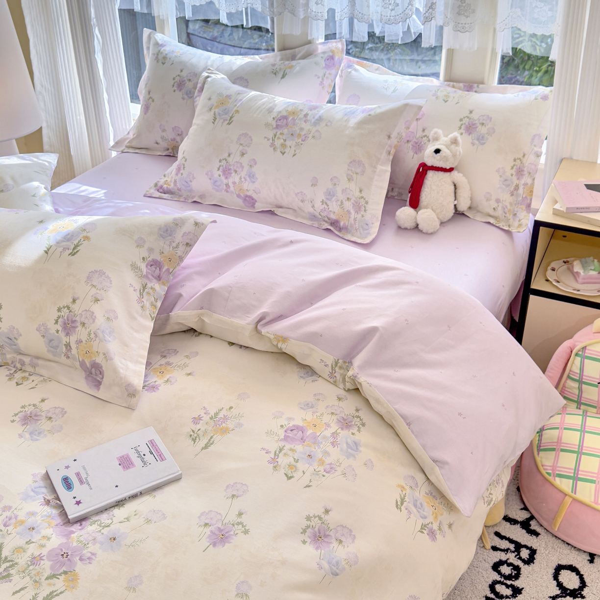 91家纺网 家纺一手货源 找家纺 洺兰家居 2026新款全棉纯棉13070小清新印花四件套 若兰