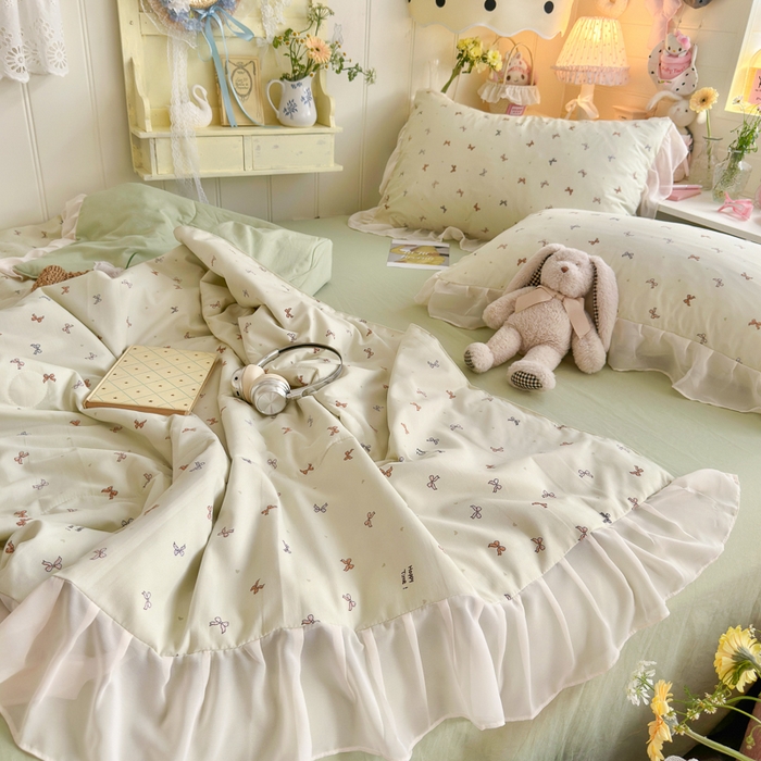 91家纺网 家纺一手货源 找家纺 港岛妹妹 2026新款雪纺花边夏被夏凉被空调被 奶茶蝴蝶结