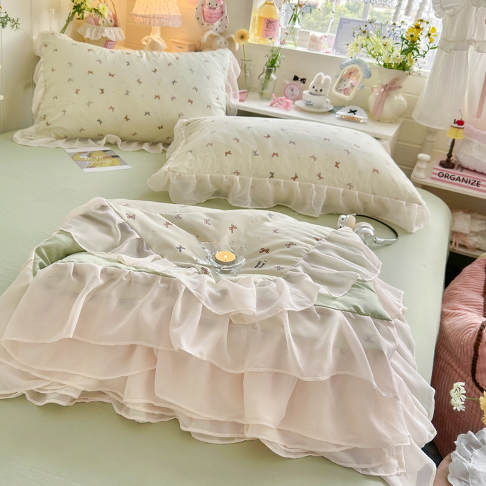 91家纺网 家纺一手货源 找家纺 港岛妹妹 2026新款雪纺花边夏被夏凉被空调被 奶茶蝴蝶结