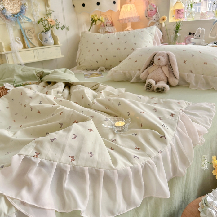 91家纺网 家纺一手货源 找家纺 港岛妹妹 2026新款雪纺花边夏被夏凉被空调被 奶茶蝴蝶结