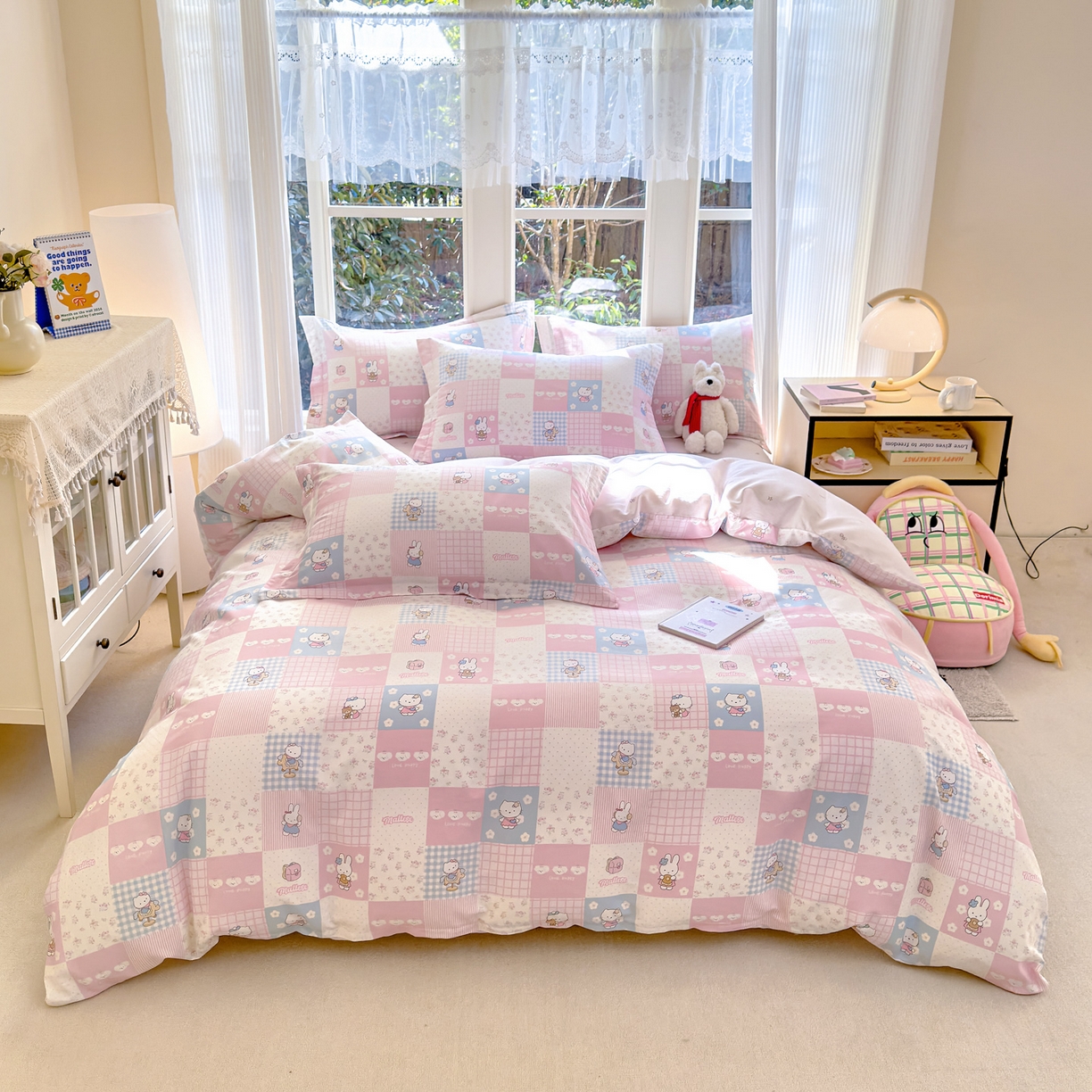 91家纺网 家纺一手货源 找家纺 洺兰家居 2026新款全棉纯棉13070小清新印花四件套 迷你小屋