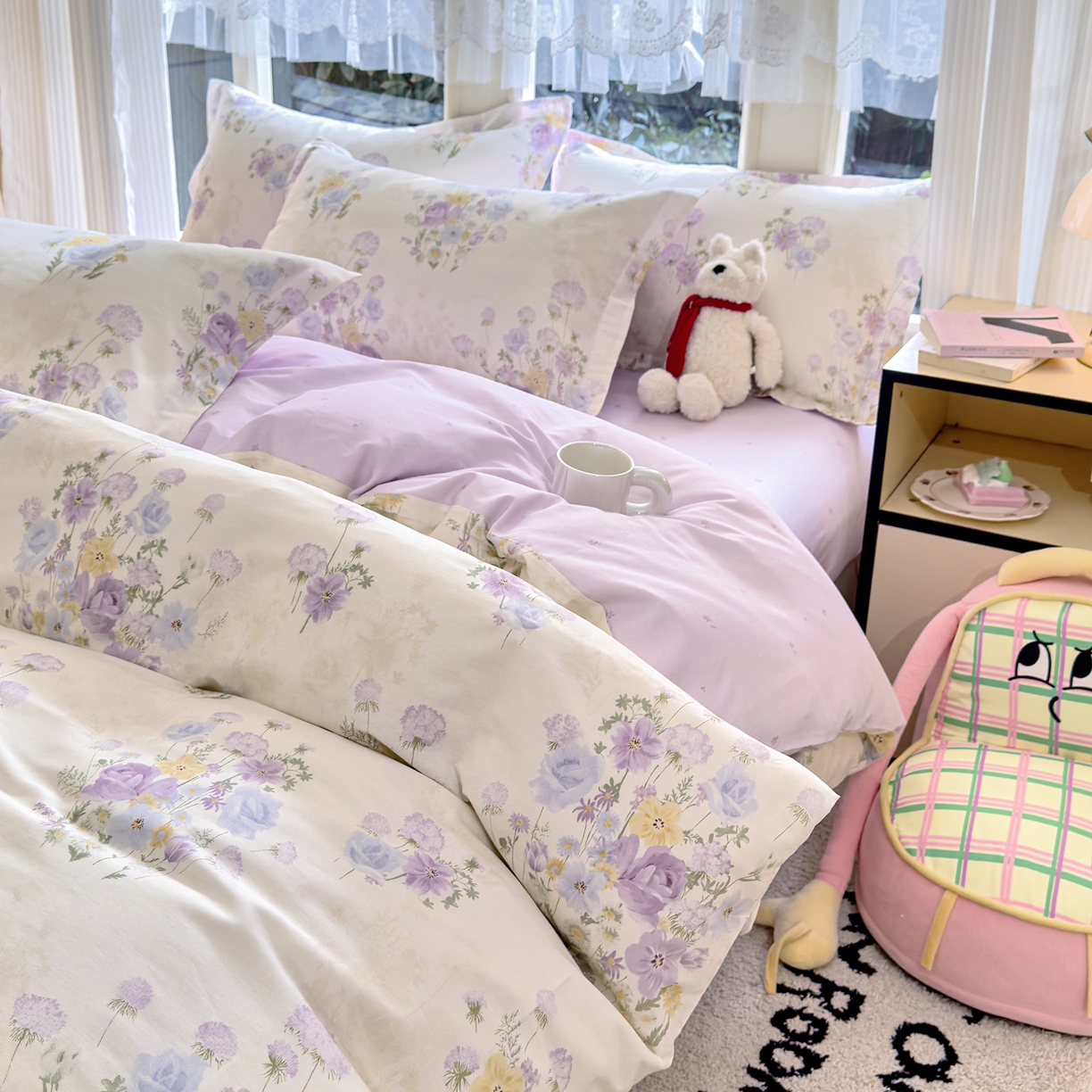 91家纺网 家纺一手货源 找家纺 洺兰家居 2026新款全棉纯棉13070小清新印花四件套 若兰