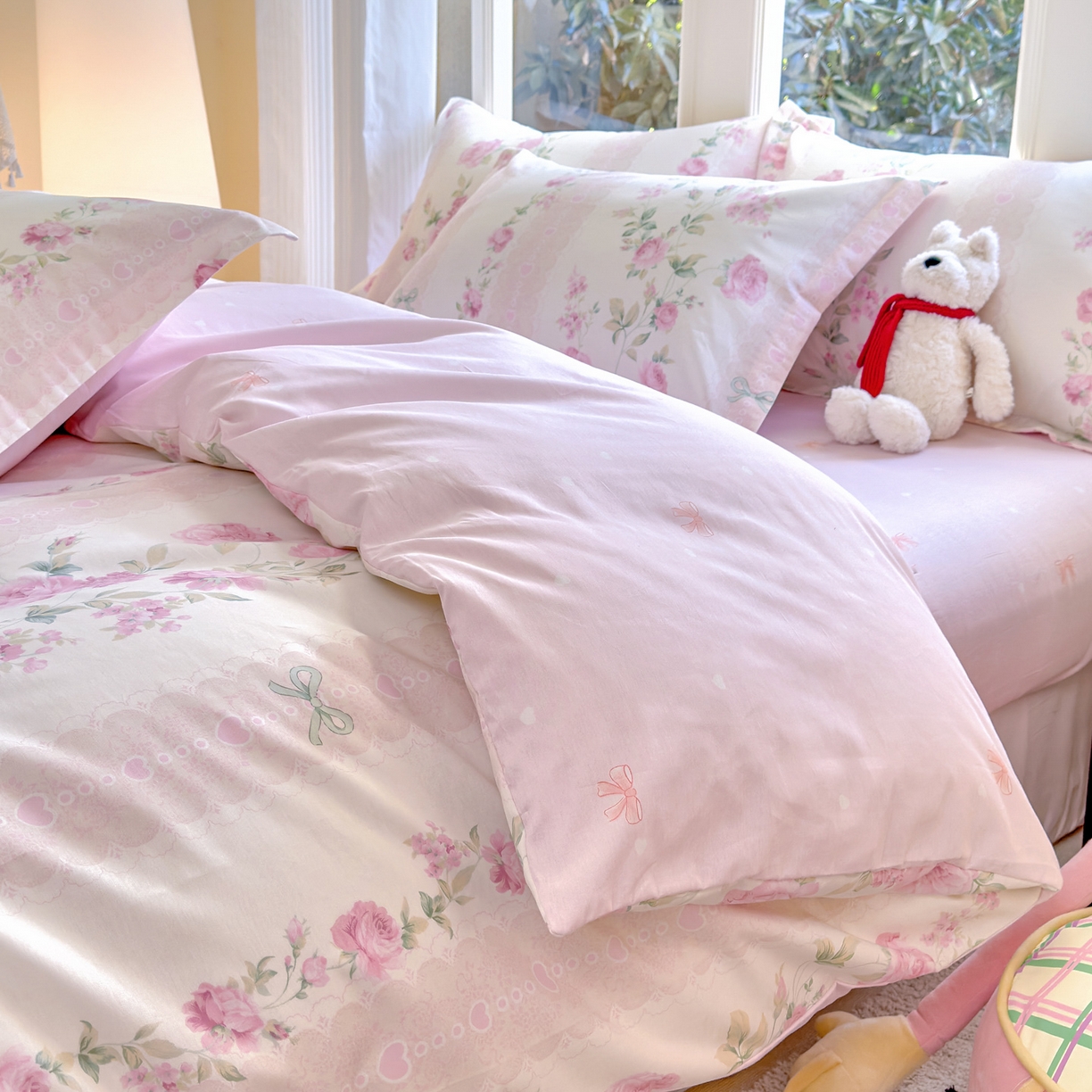 91家纺网 家纺一手货源 找家纺 洺兰家居 2026新款全棉纯棉13070小清新印花四件套 伊春园