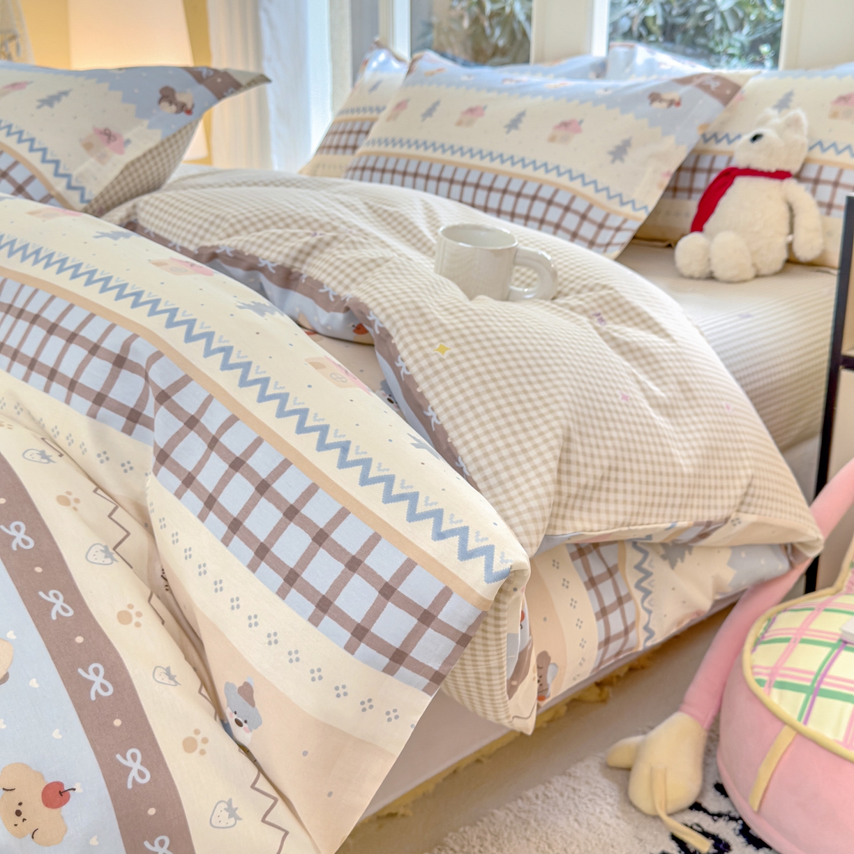 洺兰家居 2026新款全棉纯棉13070小清新印花四件套 童年派对