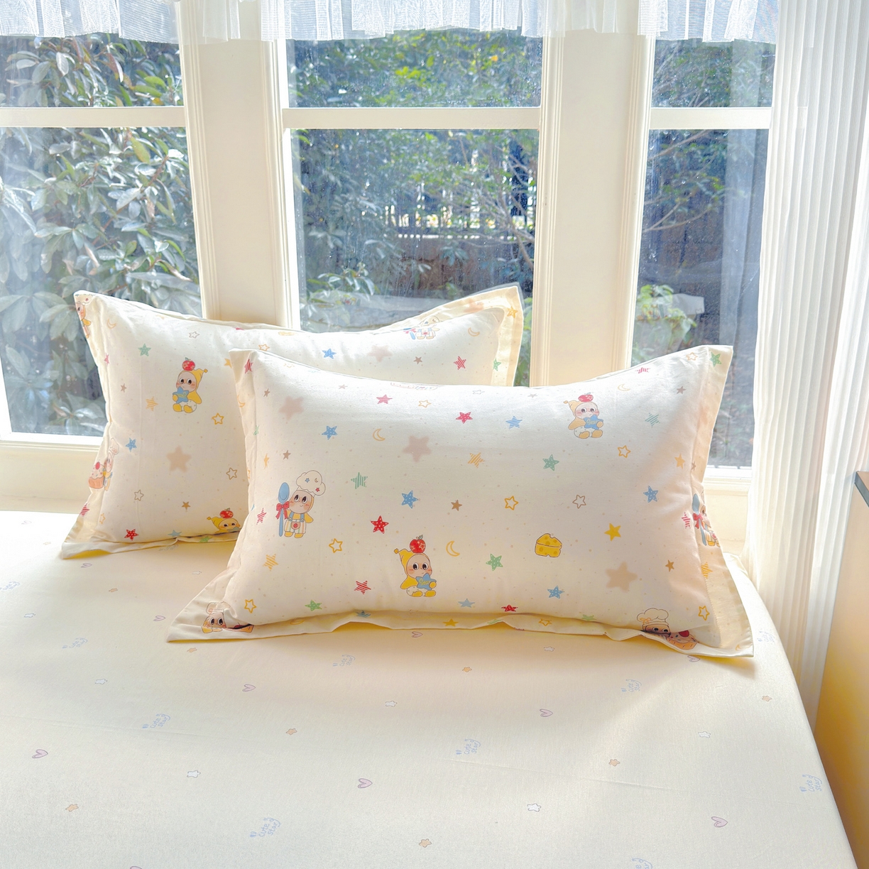 91家纺网 家纺一手货源 找家纺 洺兰家居 2026新款全棉纯棉13070小清新印花四件套 小星星