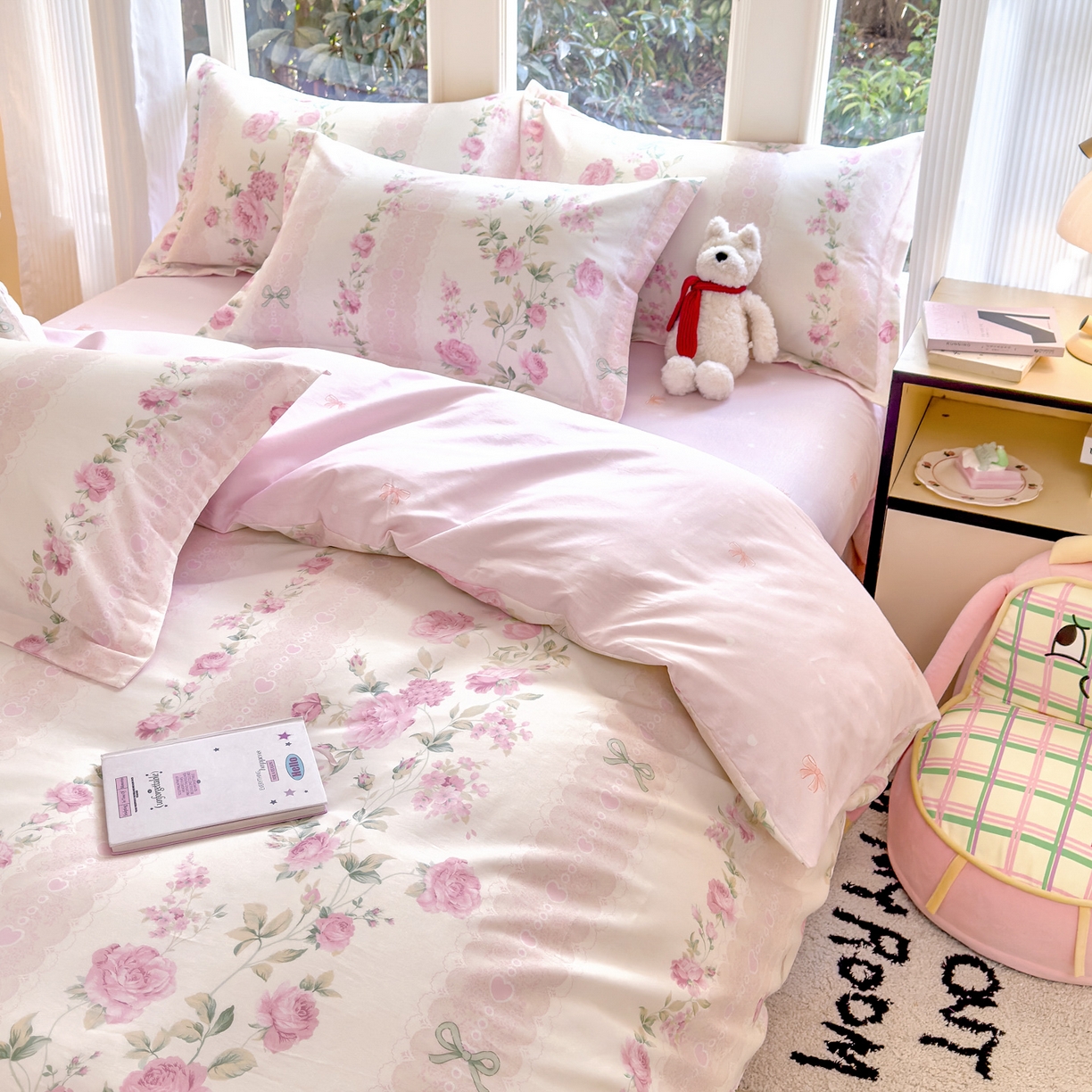 91家纺网 家纺一手货源 找家纺 洺兰家居 2026新款全棉纯棉13070小清新印花四件套 伊春园