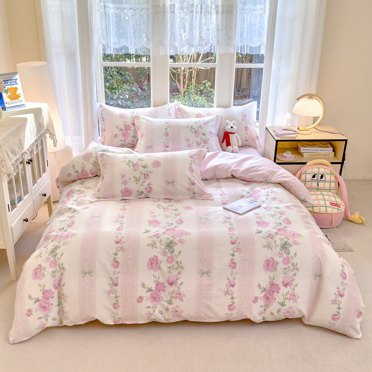 91家纺网 家纺一手货源 找家纺 洺兰家居 2026新款全棉纯棉13070小清新印花四件套 伊春园