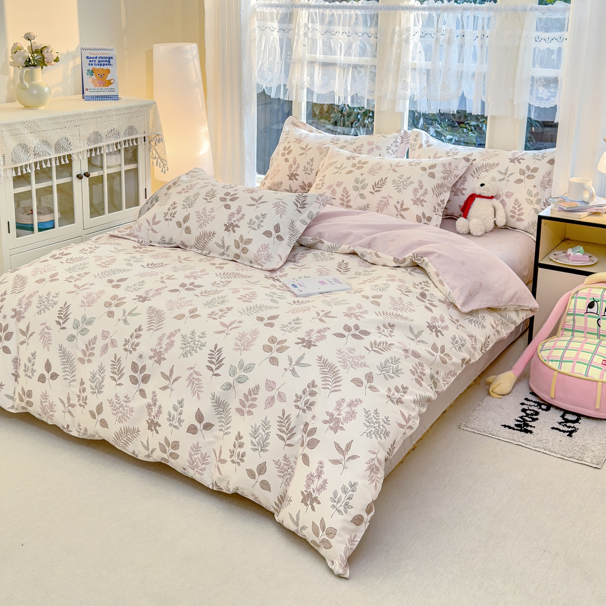 91家纺网 家纺一手货源 找家纺 洺兰家居 2026新款全棉纯棉13070小清新印花四件套 晚风细语