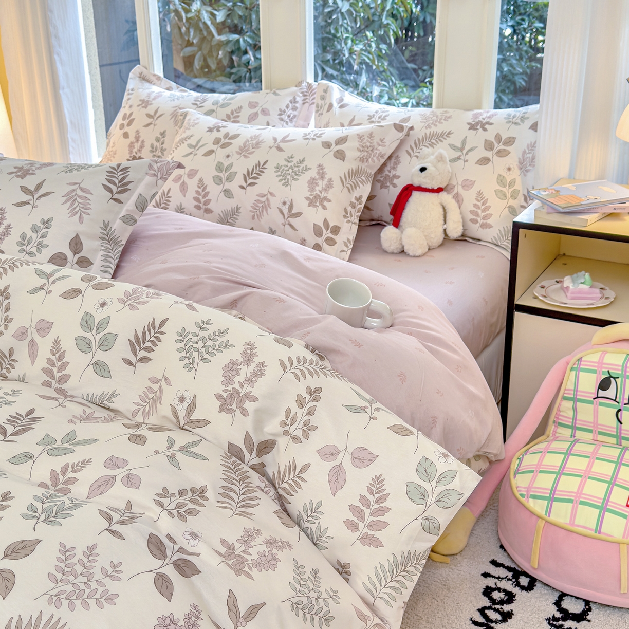 91家纺网 家纺一手货源 找家纺 洺兰家居 2026新款全棉纯棉13070小清新印花四件套 晚风细语