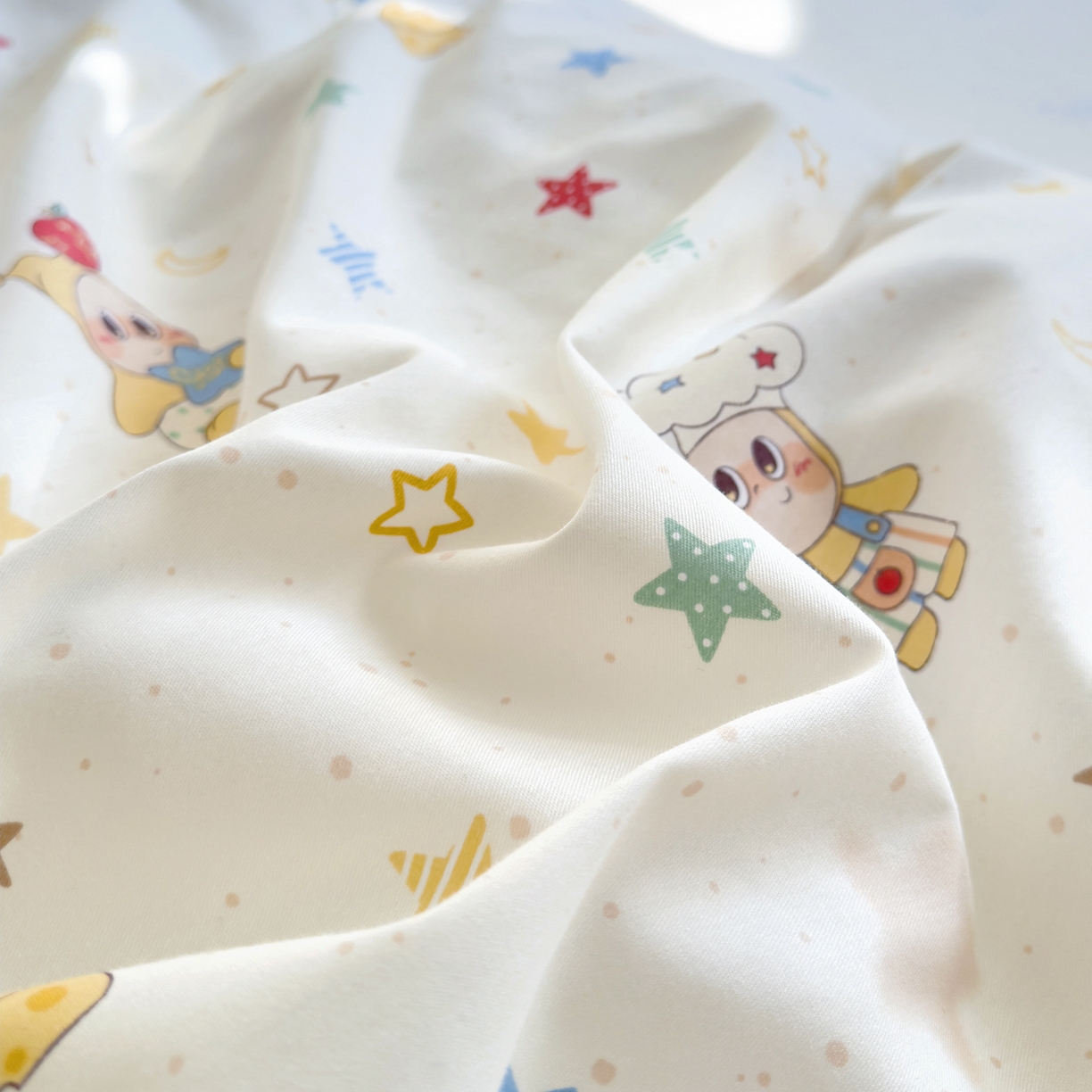 91家纺网 家纺一手货源 找家纺 洺兰家居 2026新款全棉纯棉13070小清新印花四件套 小星星