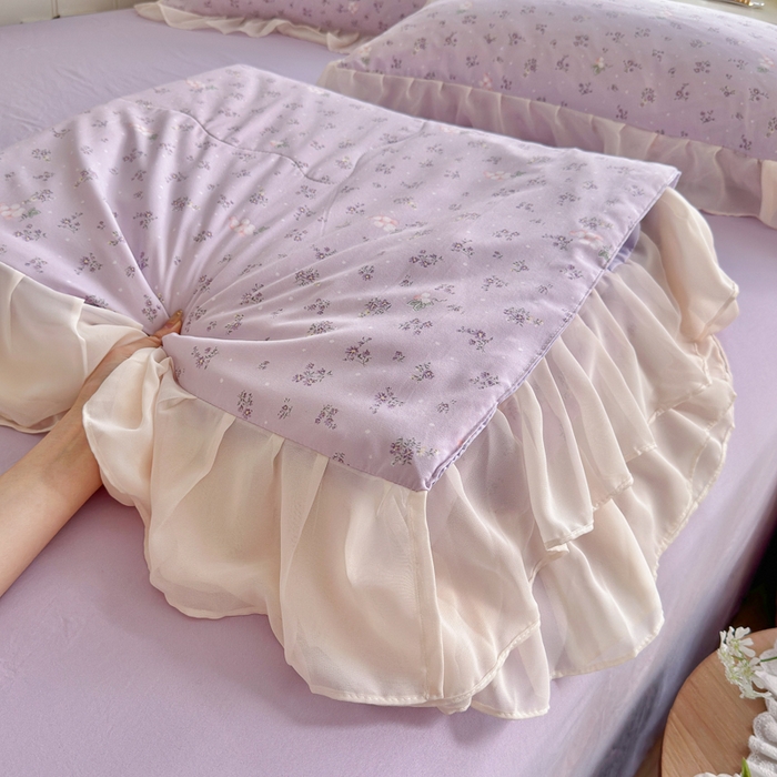 91家纺网 家纺一手货源 找家纺 港岛妹妹 2026新款雪纺花边夏被夏凉被空调被 葡萄园