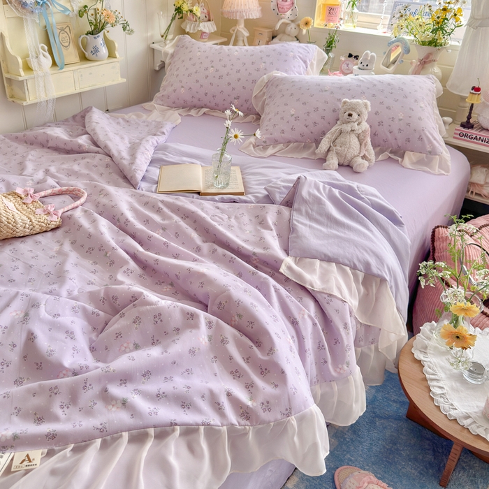 91家纺网 家纺一手货源 找家纺 港岛妹妹 2026新款雪纺花边夏被夏凉被空调被 葡萄园