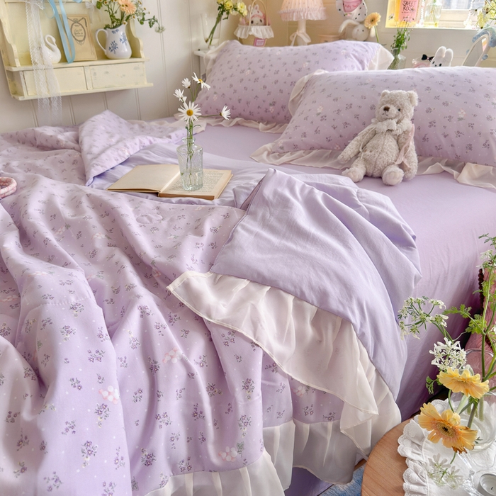 91家纺网 家纺一手货源 找家纺 港岛妹妹 2026新款雪纺花边夏被夏凉被空调被 葡萄园