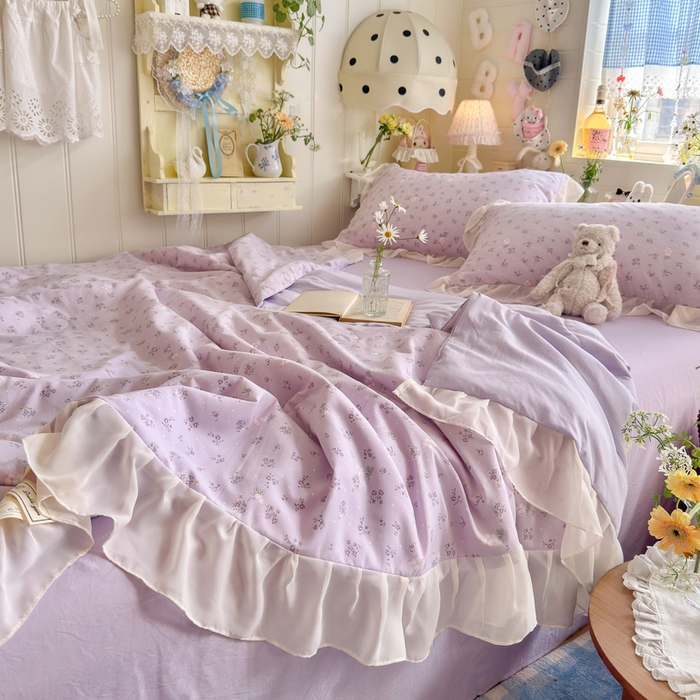 91家纺网 家纺一手货源 找家纺 港岛妹妹 2026新款雪纺花边夏被夏凉被空调被 葡萄园