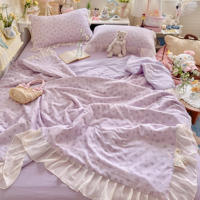 91家纺网 家纺一手货源 找家纺 港岛妹妹 2026新款雪纺花边夏被夏凉被空调被 葡萄园