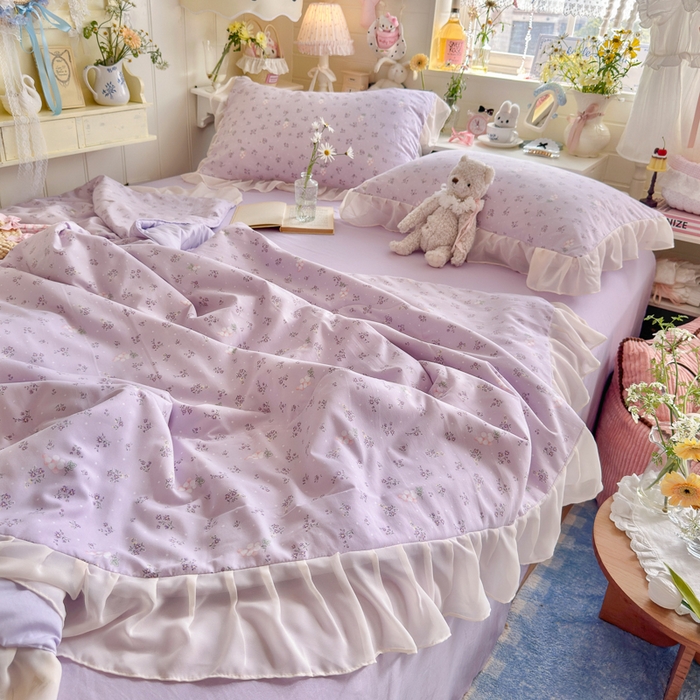 91家纺网 家纺一手货源 找家纺 港岛妹妹 2026新款雪纺花边夏被夏凉被空调被 葡萄园