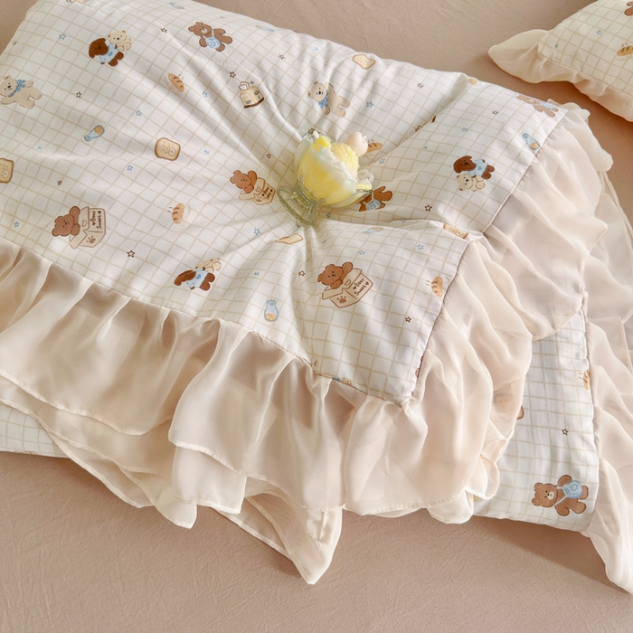 91家纺网 家纺一手货源 找家纺 港岛妹妹 2026新款雪纺花边夏被夏凉被空调被 曲奇饼干狗