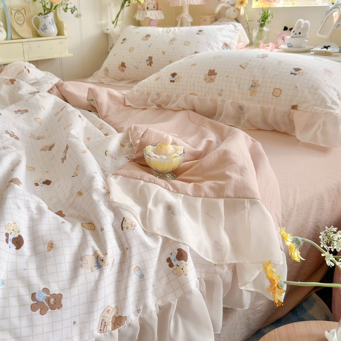 91家纺网 家纺一手货源 找家纺 港岛妹妹 2026新款雪纺花边夏被夏凉被空调被 曲奇饼干狗