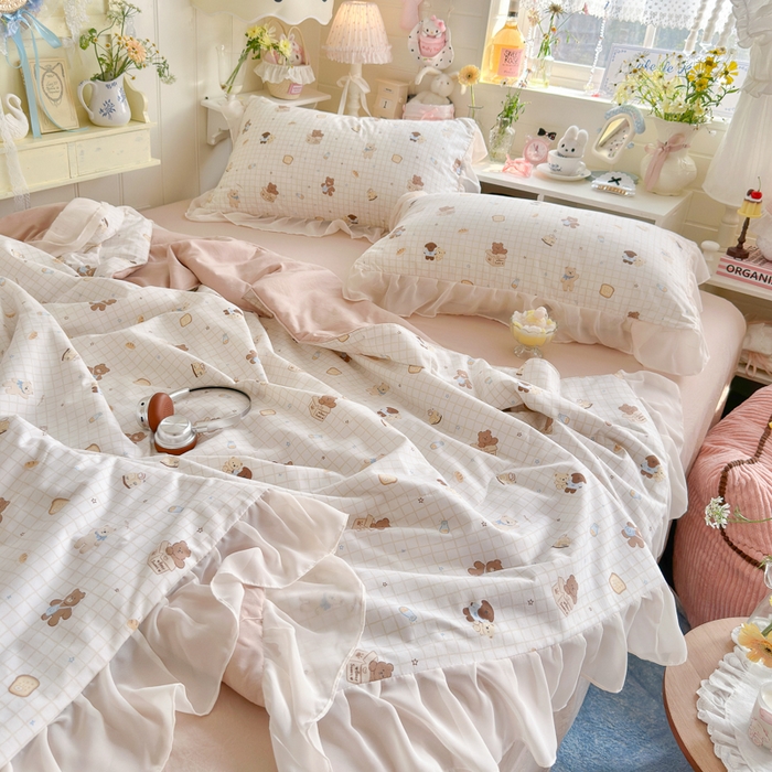 91家纺网 家纺一手货源 找家纺 港岛妹妹 2026新款雪纺花边夏被夏凉被空调被 曲奇饼干狗