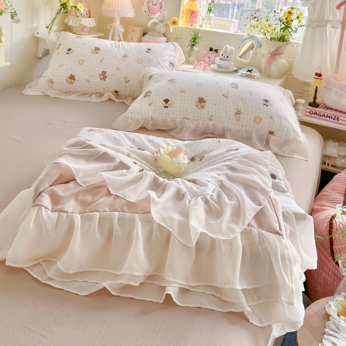 91家纺网 家纺一手货源 找家纺 港岛妹妹 2026新款雪纺花边夏被夏凉被空调被 曲奇饼干狗