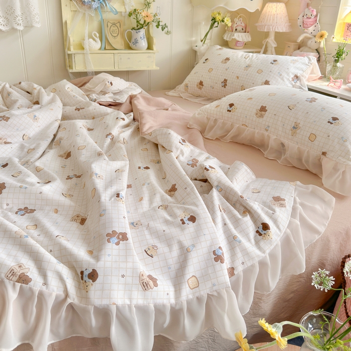 91家纺网 家纺一手货源 找家纺 港岛妹妹 2026新款雪纺花边夏被夏凉被空调被 曲奇饼干狗