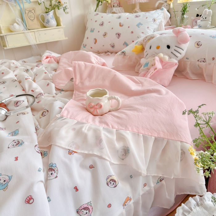 91家纺网 家纺一手货源 找家纺 港岛妹妹 2026新款雪纺花边夏被夏凉被空调被 甜心女孩