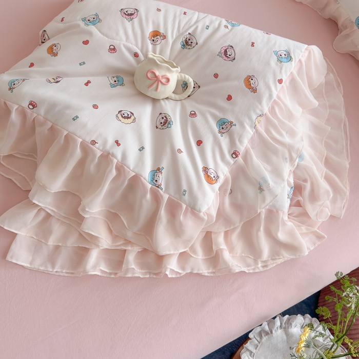 91家纺网 家纺一手货源 找家纺 港岛妹妹 2026新款雪纺花边夏被夏凉被空调被 甜心女孩