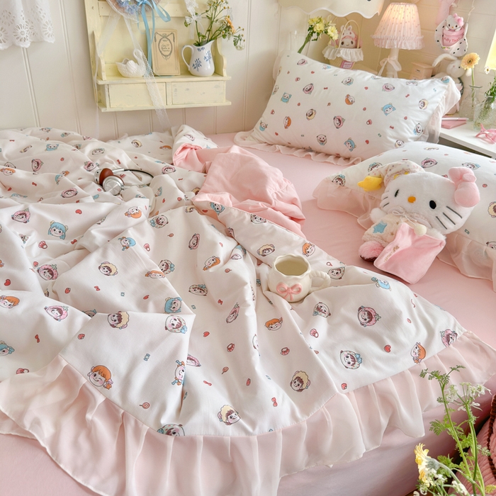 91家纺网 家纺一手货源 找家纺 港岛妹妹 2026新款雪纺花边夏被夏凉被空调被 甜心女孩