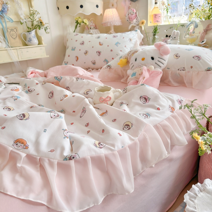 91家纺网 家纺一手货源 找家纺 港岛妹妹 2026新款雪纺花边夏被夏凉被空调被 甜心女孩