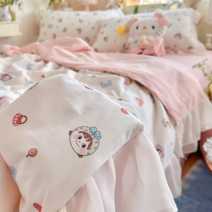 91家纺网 家纺一手货源 找家纺 港岛妹妹 2026新款雪纺花边夏被夏凉被空调被 甜心女孩