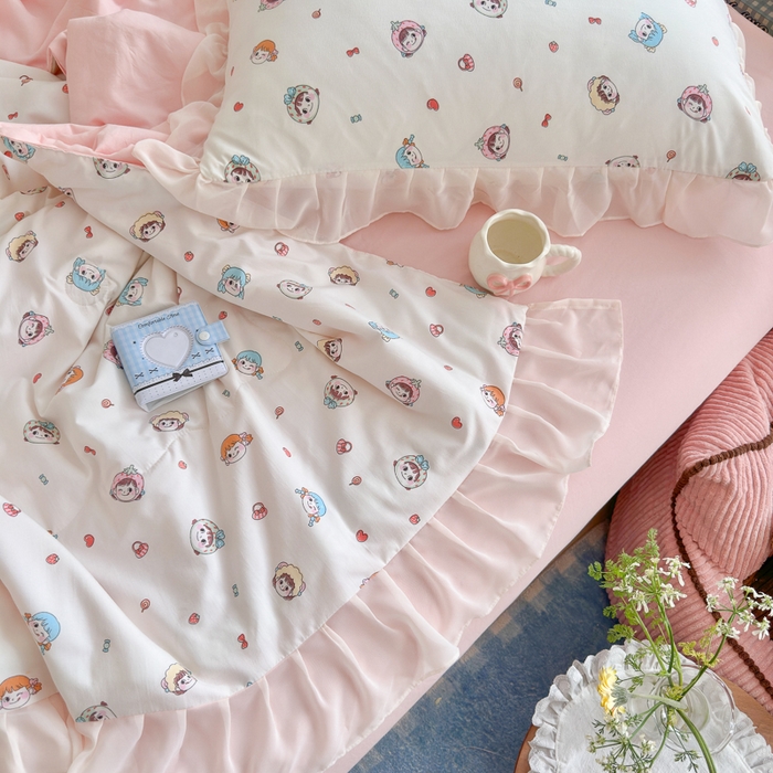 91家纺网 家纺一手货源 找家纺 港岛妹妹 2026新款雪纺花边夏被夏凉被空调被 甜心女孩