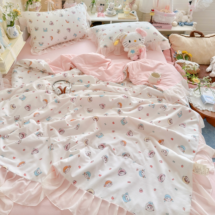 91家纺网 家纺一手货源 找家纺 港岛妹妹 2026新款雪纺花边夏被夏凉被空调被 甜心女孩