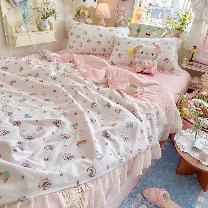 91家纺网 家纺一手货源 找家纺 港岛妹妹 2026新款雪纺花边夏被夏凉被空调被 甜心女孩