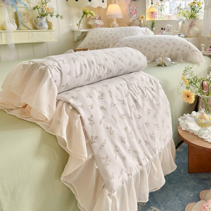 港岛妹妹 2026新款雪纺花边夏被夏凉被空调被 晚风-浅绿