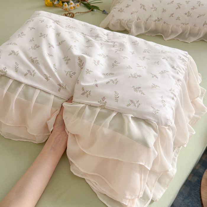 91家纺网 家纺一手货源 找家纺 港岛妹妹 2026新款雪纺花边夏被夏凉被空调被 晚风-浅绿