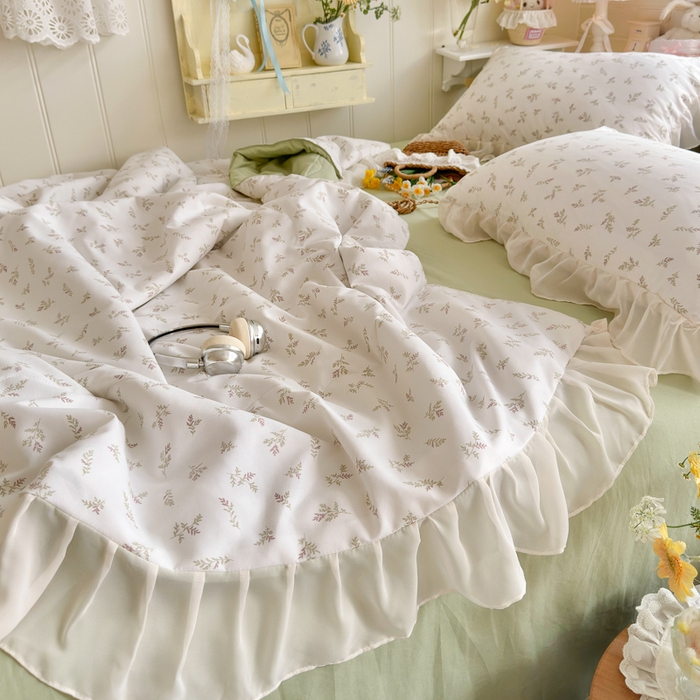 91家纺网 家纺一手货源 找家纺 港岛妹妹 2026新款雪纺花边夏被夏凉被空调被 晚风-浅绿