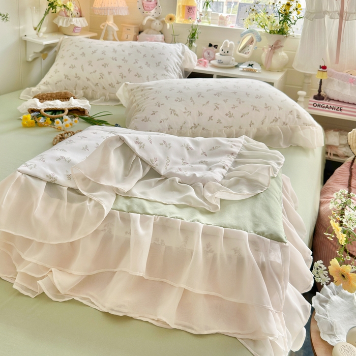 91家纺网 家纺一手货源 找家纺 港岛妹妹 2026新款雪纺花边夏被夏凉被空调被 晚风-浅绿