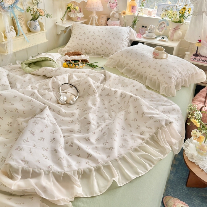 91家纺网 家纺一手货源 找家纺 港岛妹妹 2026新款雪纺花边夏被夏凉被空调被 晚风-浅绿