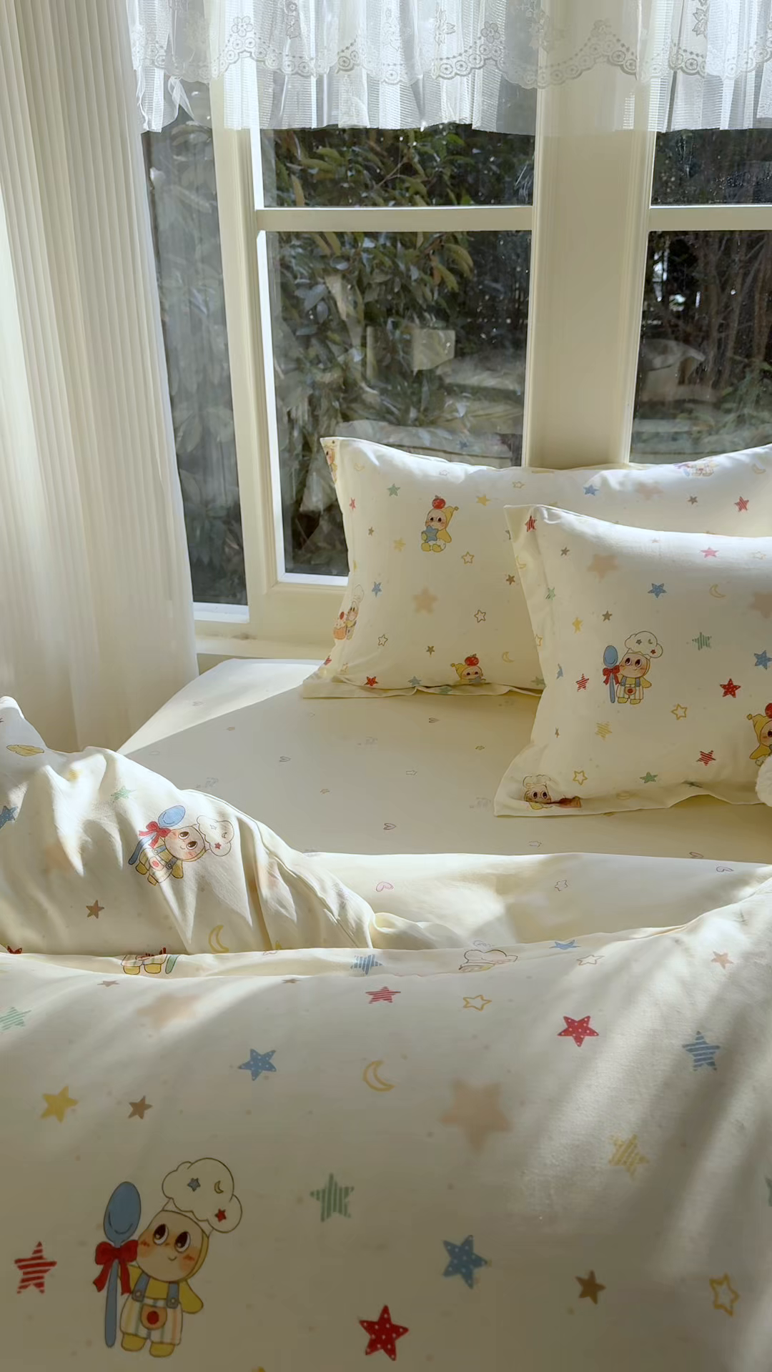 91家纺网 家纺一手货源 找家纺 洺兰家居 2026新款全棉纯棉13070小清新印花四件套 小星星