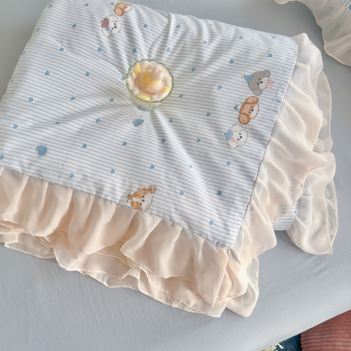 91家纺网 家纺一手货源 找家纺 港岛妹妹 2026新款雪纺花边夏被夏凉被空调被 幸福汪汪