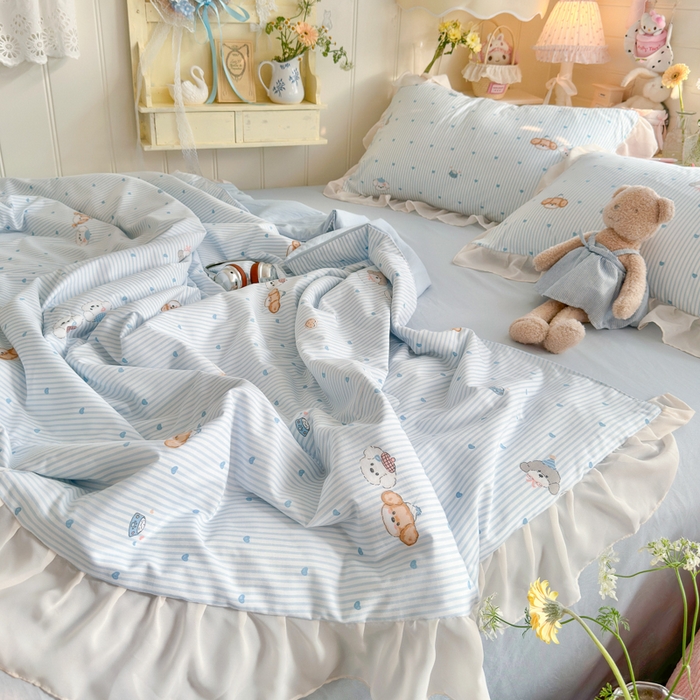 91家纺网 家纺一手货源 找家纺 港岛妹妹 2026新款雪纺花边夏被夏凉被空调被 幸福汪汪