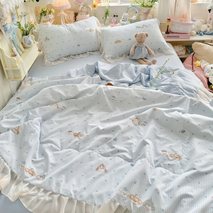 91家纺网 家纺一手货源 找家纺 港岛妹妹 2026新款雪纺花边夏被夏凉被空调被 幸福汪汪