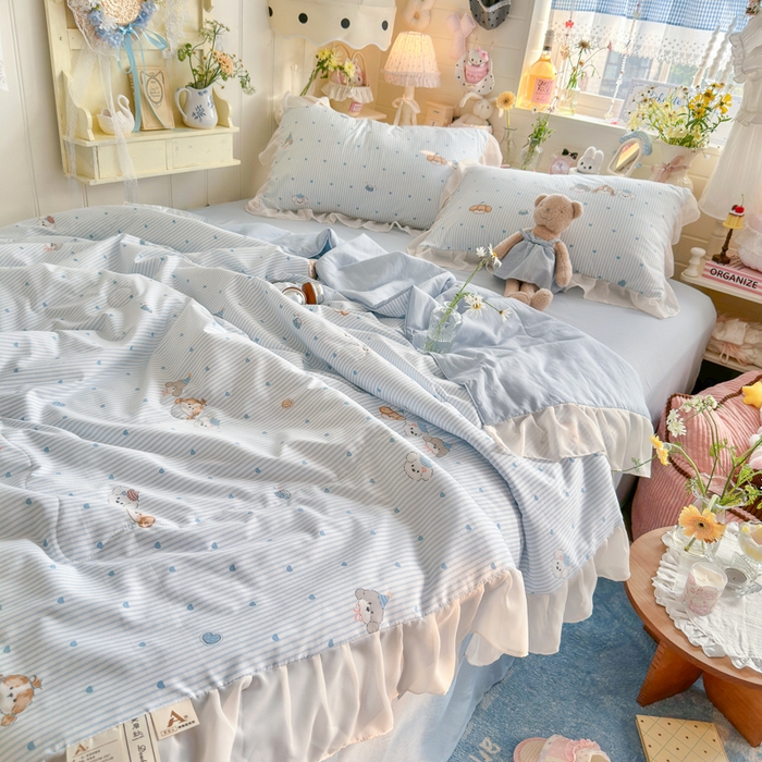 91家纺网 家纺一手货源 找家纺 港岛妹妹 2026新款雪纺花边夏被夏凉被空调被 幸福汪汪