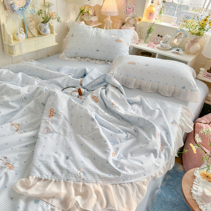 91家纺网 家纺一手货源 找家纺 港岛妹妹 2026新款雪纺花边夏被夏凉被空调被 幸福汪汪