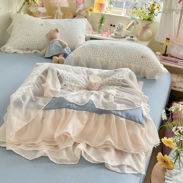 91家纺网 家纺一手货源 找家纺 港岛妹妹 2026新款雪纺花边夏被夏凉被空调被 枝枝草莓