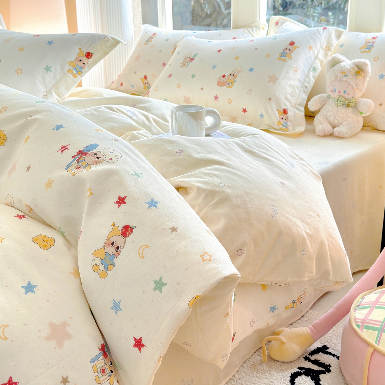 91家纺网 家纺一手货源 找家纺 洺兰家居 2026新款全棉纯棉13070小清新印花单被套被套单件 小星星