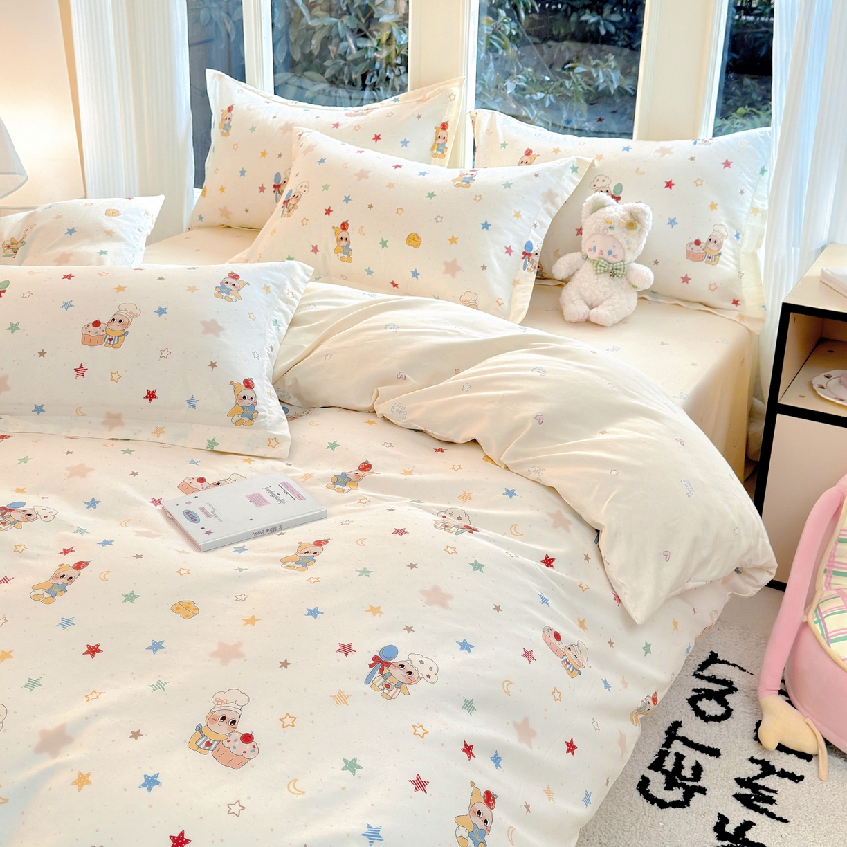 91家纺网 家纺一手货源 找家纺 洺兰家居 2026新款全棉纯棉13070小清新印花单被套被套单件 小星星